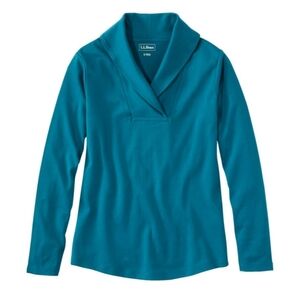 *NEW* Women's L.L.Bean Long Sleeve Pullover Shawl Collar Deep Lagoon Size Large